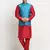 Men Silk Maroon Kurta Churidar With Blue Polka Dotted Nehru Jacket Set