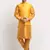 Men Silk Mustard Kurta Churidar With Yellow Polka Dotted Nehru Jacket Set