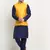 Men Silk Navy Blue Kurta Churidar With Yellow Polka Dotted Nehru Jacket Set