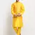 Men Silk Yellow Kurta Churidar With Yellow Polka Dotted Nehru Jacket Set