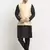 men silk black kurta churidar with beige embroiderednehru jacket set