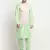 Men Silk Sea Green Kurta Churidar With Cream Embroided Nehru Jacket Set