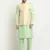 Men Silk Sea Green Kurta Churidar With Beige Embroided Nehru Jacket Set