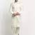 Men Silk Cream Kurta Churidar With Cream Embroided Nehru Jacket Set