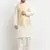 men silk cream kurta churidar with beige embroidered nehru jacket set