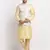 Men Silk Beige Kurta Churidar With Cream Embroided Nehru Jacket Set
