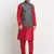 Men Silk Maroon Kurta Churidar With Navy Blue Embroided Nehru Jacket Set
