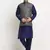 mens navy blue silk kurta churidar with embroided nehru jacket set