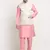 Men Silk Pink Kurta Churidar With Cream Embroided Nehru Jacket Set