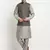 Men Silk Silver Kurta Churidar With Black Embroided Nehru Jacket Set