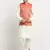 Men Silk Cream Kurta Churidar with Red Nehru Jacket Set