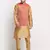 Men Silk Gold Kurta Churidar with Red Nehru Jacket Set