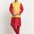 Men Silk Maroon Kurta Churidar with Yellow Nehru Jacket Set