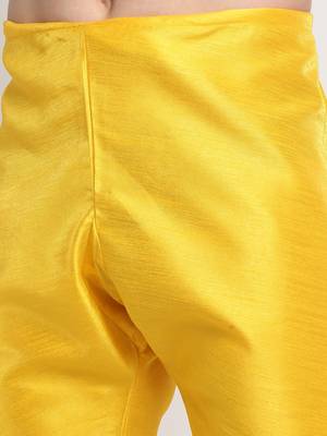 Men Silk Yellow Kurta Churidar with Blue Nehru Jacket Set 7