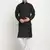 Men Cotton Solid Black Kurta Churidar With Black Twill Nehru Jacket Set