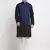 Men Cotton Solid Black Kurta Churidar With Navy Blue Twill Nehru Jacket Set