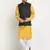 Men Cotton Solid Mustard Kurta Churidar With Green Twill Nehru Jacket Set