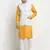 Men Cotton Solid Mustard Kurta Churidar With White Twill Nehru Jacket Set