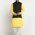 Men Cotton Solid Yellow Kurta Churidar With Black Twill Nehru Jacket Set