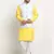 Men Cotton Solid Yellow Kurta Churidar With White Twill Nehru Jacket Set