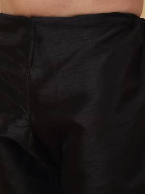 Men Black Kurta and Churidar with Peach sequence Striped Nehru Jacket 6