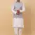 Men Cream Kurta and Churidar with Grey sequence Striped Nehru Jacket