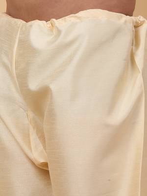Men Beige Kurta and Churidar with Grey sequence Striped Nehru Jacket 6