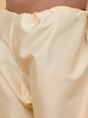 Men Beige Kurta and Churidar with Peach sequence Striped Nehru Jacket 6