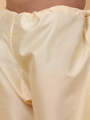 Men Beige Kurta and Churidar with Yellow sequence Striped Nehru Jacket 6