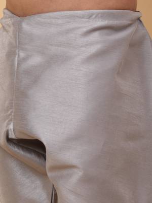 Men Grey Kurta and Churidar with Pink sequence Striped Nehru Jacket 6