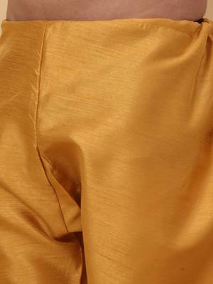 Men Mustard Kurta and Churidar with Yellow sequence Striped Nehru Jacket 6