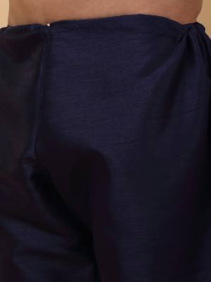 Men Navy Blue Kurta and Churidar with Peach sequence Striped Nehru Jacket 6