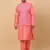 Men Pink Kurta and Churidar with Pink sequence Striped Nehru Jacket