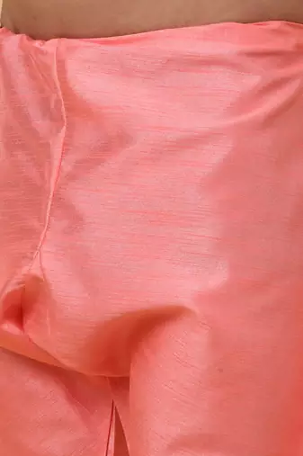 Men Pink Kurta and Churidar with Pink sequence Striped Nehru Jacket