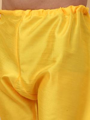 Men Yellow Kurta and Churidar with Yellow sequence Striped Nehru Jacket 6