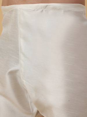 Men's Beige Kurta and Churidar With Sequenced Cotton Silk Nehru Jacket 7