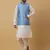 Men's Cream Kurta and Churidar With Sequenced Cotton Silk Nehru Jacket