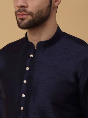 Men's Cream Kurta and Churidar With Sequenced Cotton Silk Nehru Jacket 5