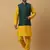 Men's Gold Kurta and Churidar With Sequenced Cotton Silk Nehru Jacket