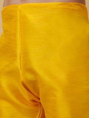 Men's Gold Kurta and Churidar With Sequenced Cotton Silk Nehru Jacket 7