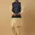 Men's Beige Kurta and Churidar With Jacquard Ethnic Nehru Jacket