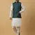 Men's Navy Blue Kurta and Churidar With Jacquard Ethnic Nehru Jacket