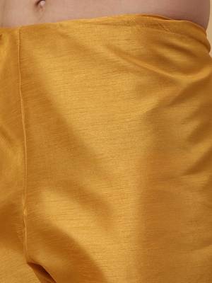 Men's Gold Kurta and Churidar With Jacquard Ethnic Nehru Jacket 7