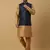 Men's Beige Kurta and Churidar With Jacquard Floral Nehru Jacket