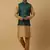 Men's Beige Kurta and Churidar With Jacquard Floral Nehru Jacket