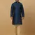 Men's Blue Sequenced Kurta and Churidar With Jacquard Floral Blue Nehru Jacket
