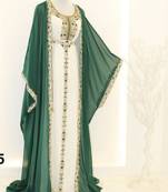 Sea-Green & White Handcrafted Zari work Stitched Dress Georgette Kaftan Party Wear Wedding Dresses	5