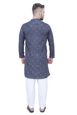 men's charcoal grey lyocell long kurta   2