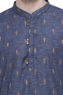 men's charcoal grey lyocell long kurta   5