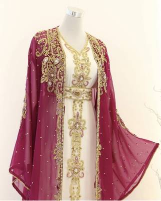 Pink and White Wedding Kaftan for Women 2